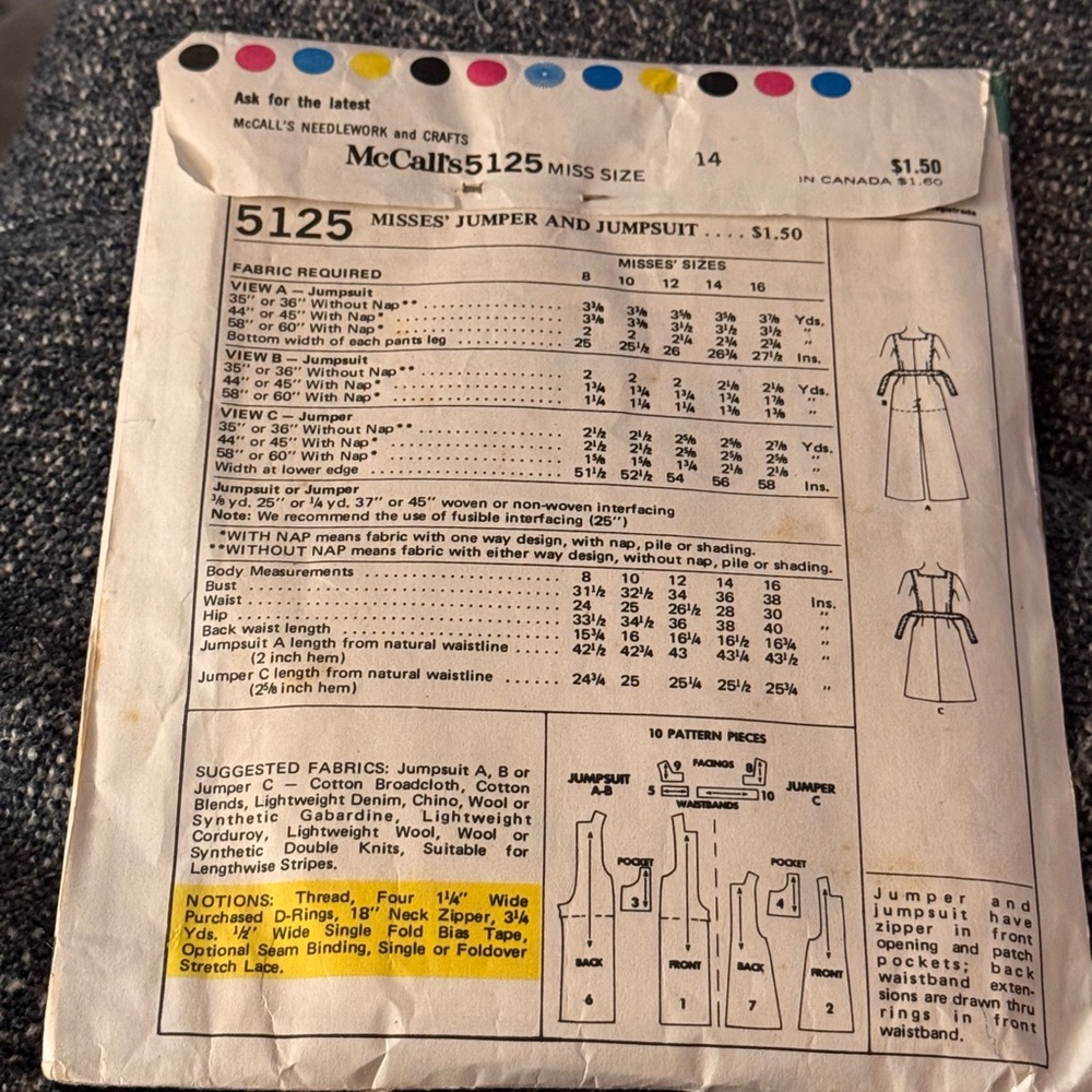 Pattern (McCall’s).  Women's Jumper and Jumpsuit Pattern - Picture 2 of 7
